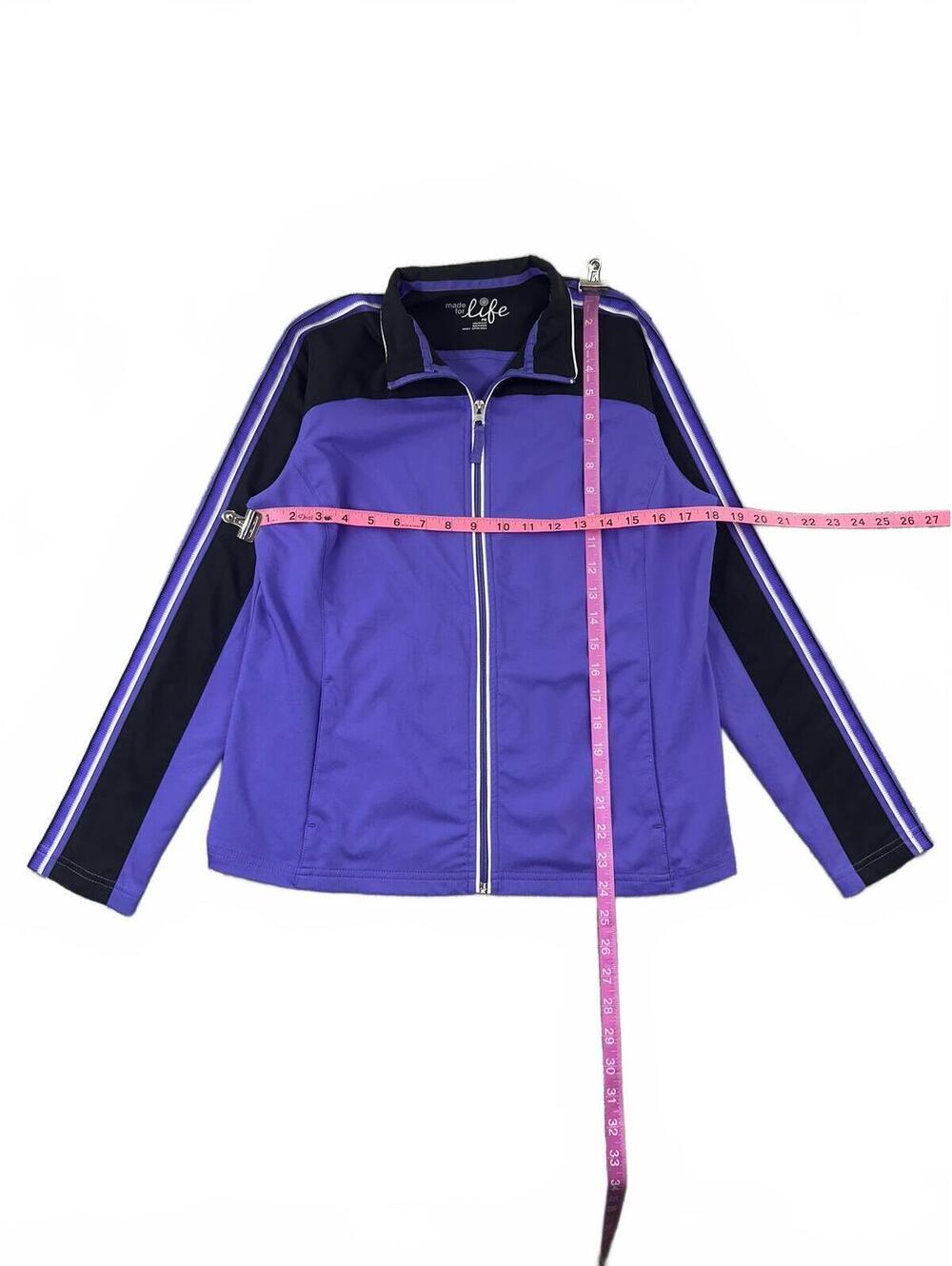 Made for Life Purple and Black Zip Up Track Jacket Y2K Sporty Retro - Picture 6 of 6